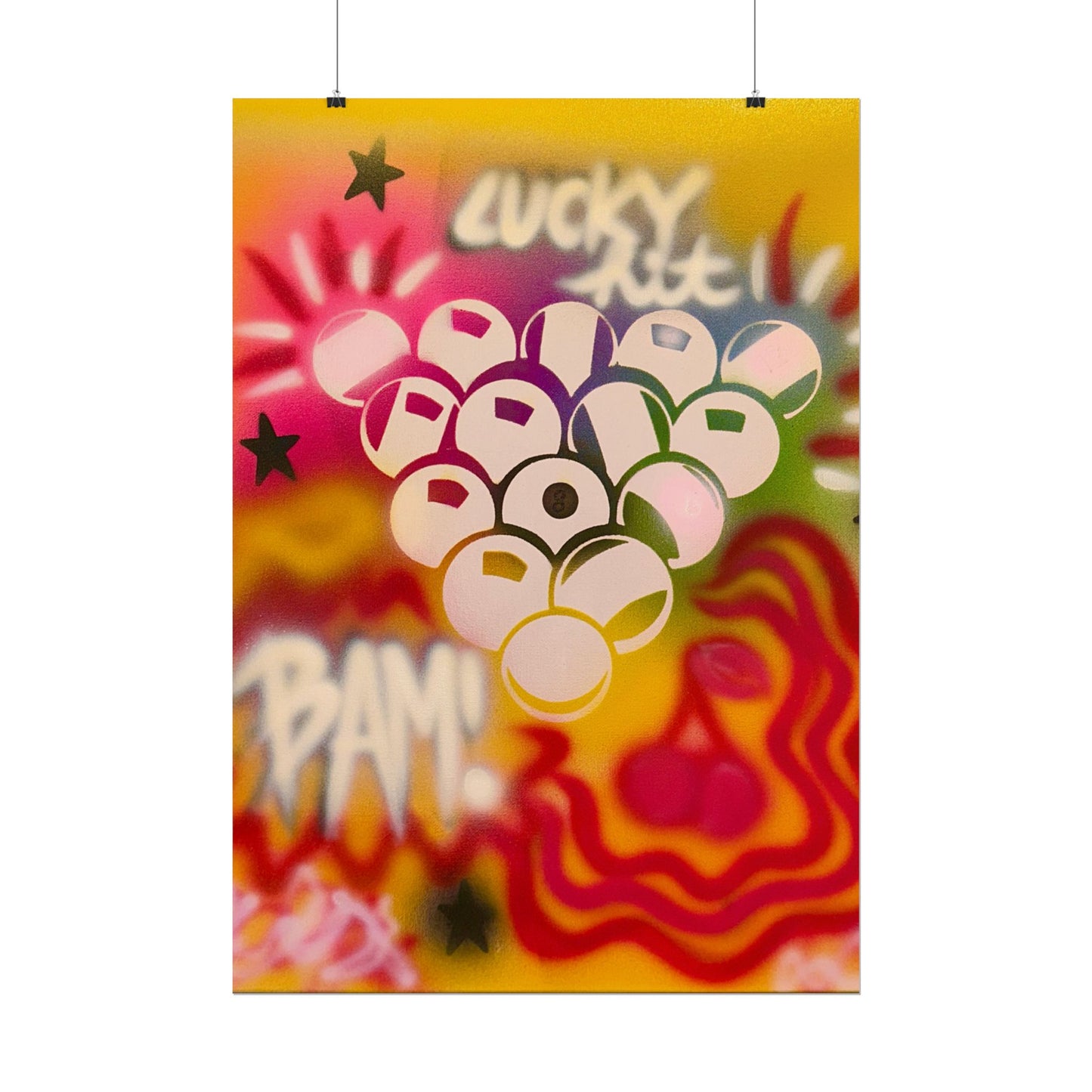 "bright billiards" airbrush rolled print