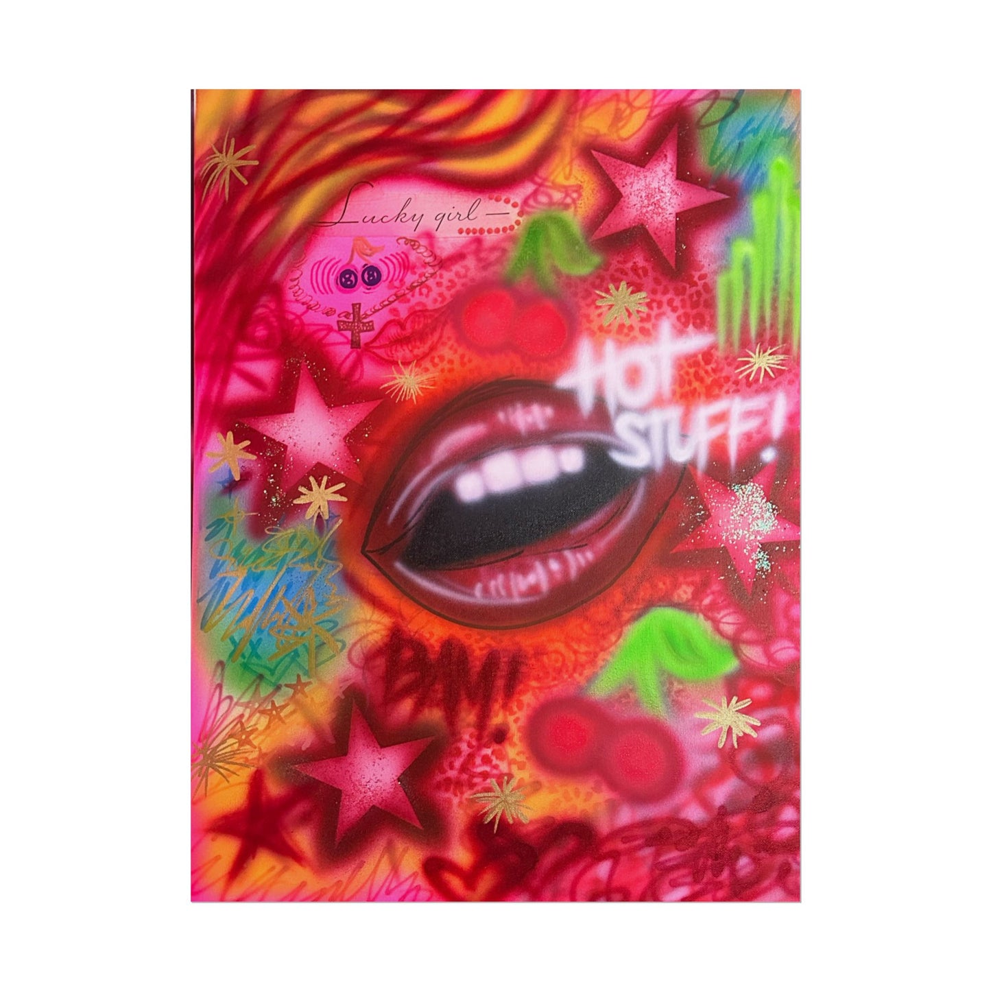 "hot stuff" airbrush rolled print