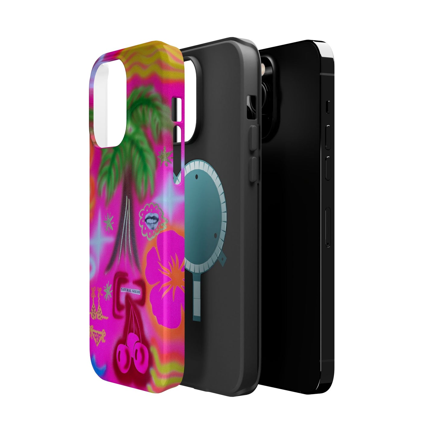 MagSafe "neon pink palms" Airbrush iPhone-Hülle