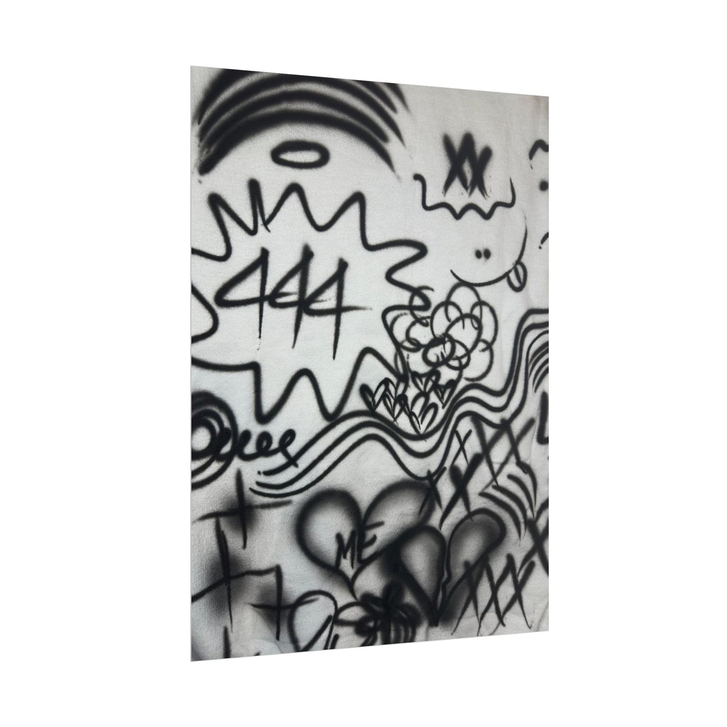 "444" airbrush rolled print