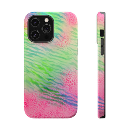 MagSafe "teal cheetah" airbrush iPhone case