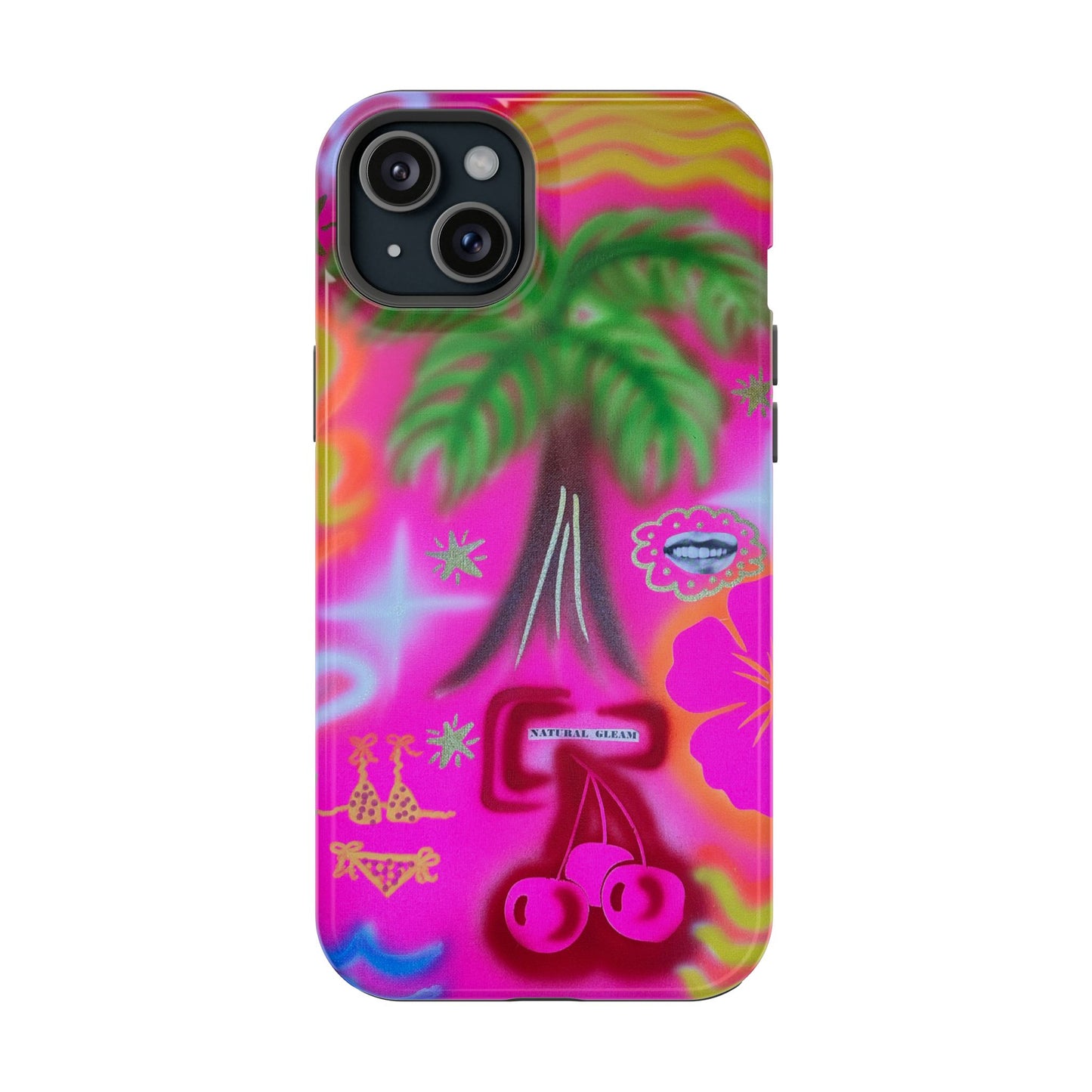 MagSafe "neon pink palms" Airbrush iPhone-Hülle