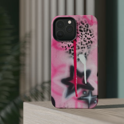 MagSafe "pink cheetah" airbrush iPhone case