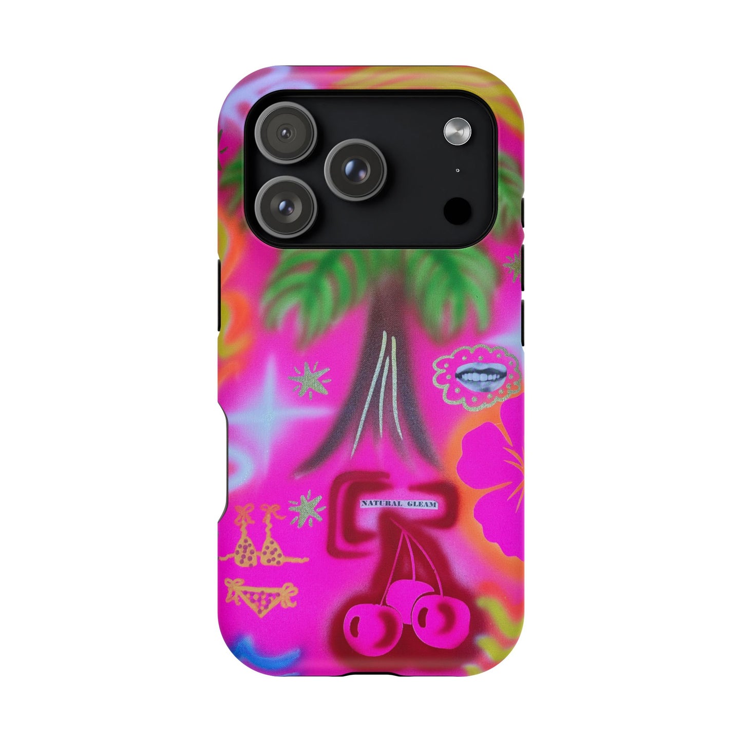 MagSafe "neon pink palms" Airbrush iPhone-Hülle