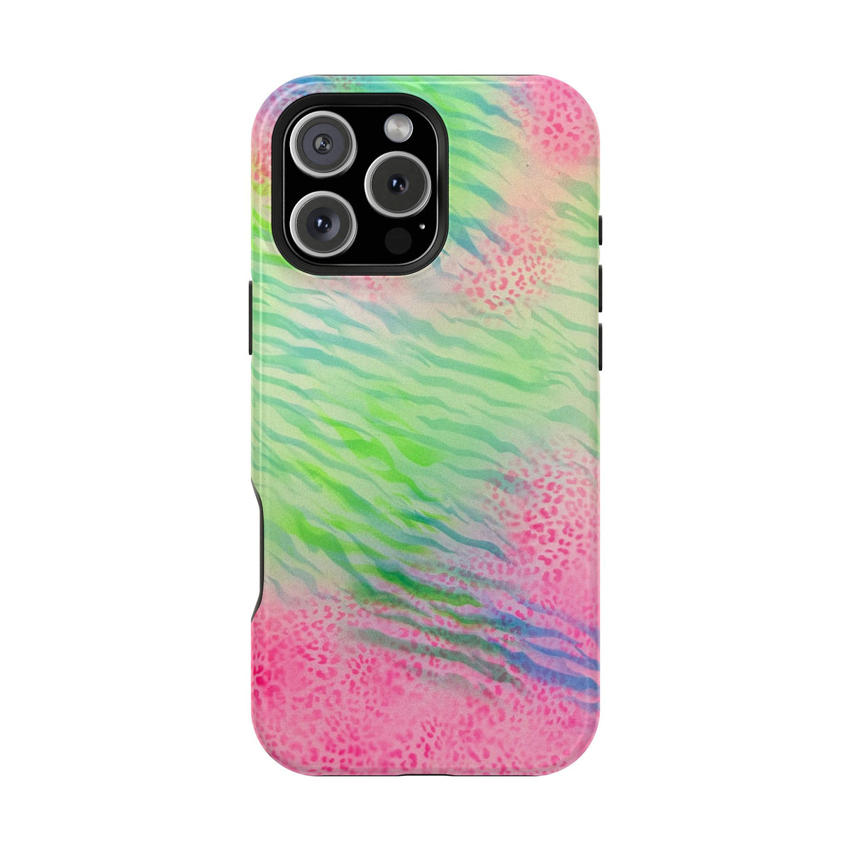 MagSafe "teal cheetah" airbrush iPhone case