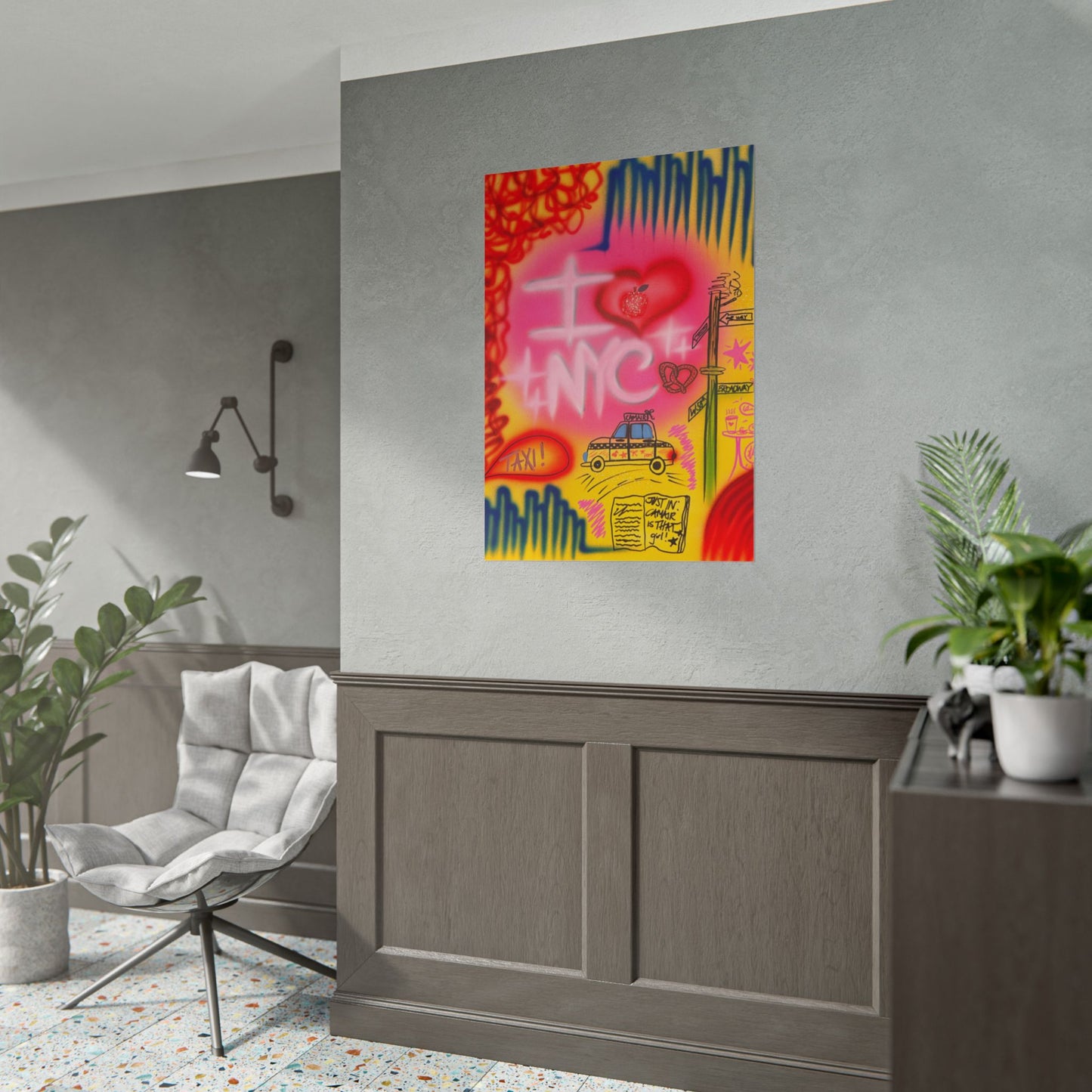 "in the city" airbrush rolled print