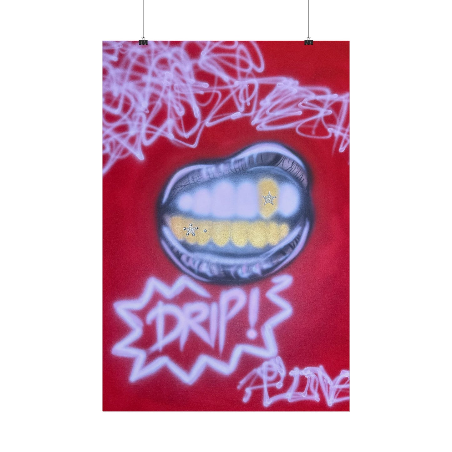 "tooth drip" airbrush rolled print