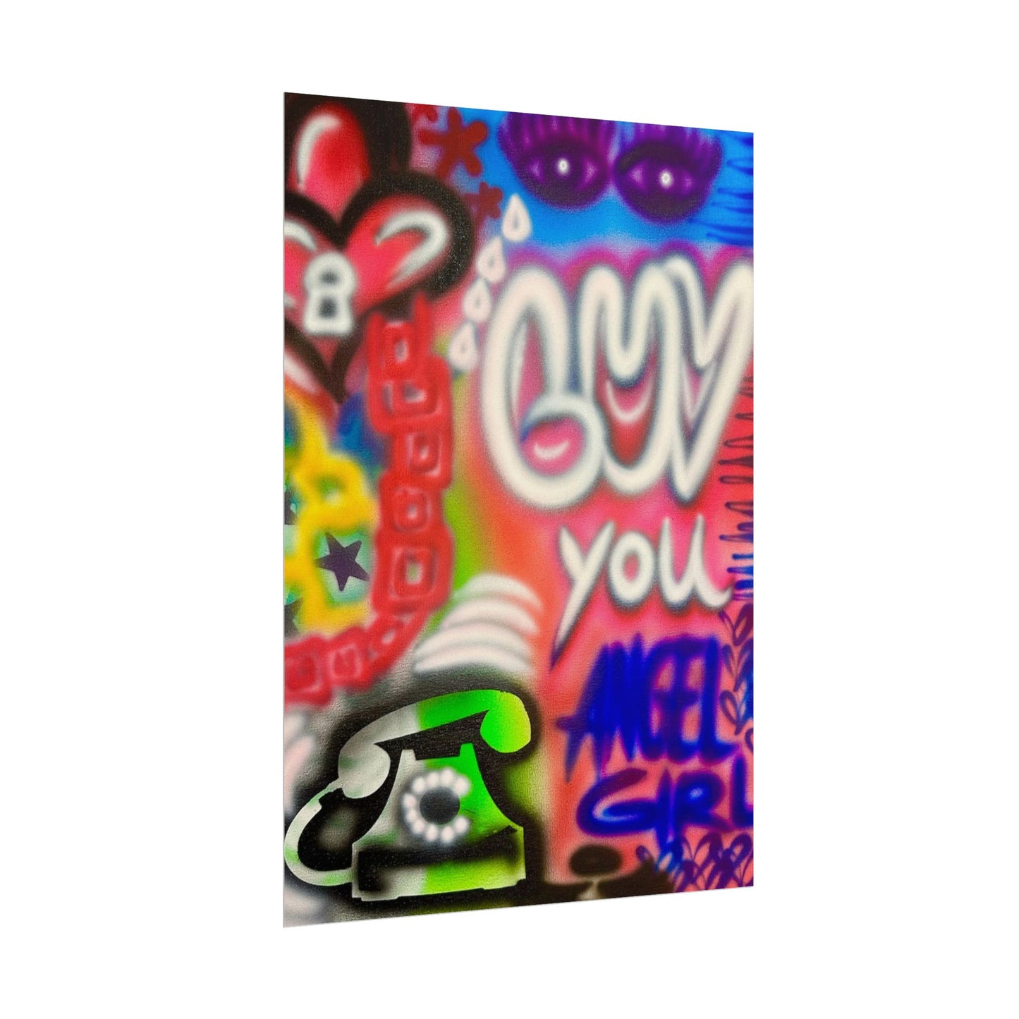"luv u angel girl" airbrush rolled print