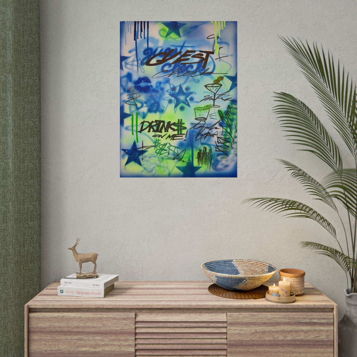 "guest check" airbrush rolled print