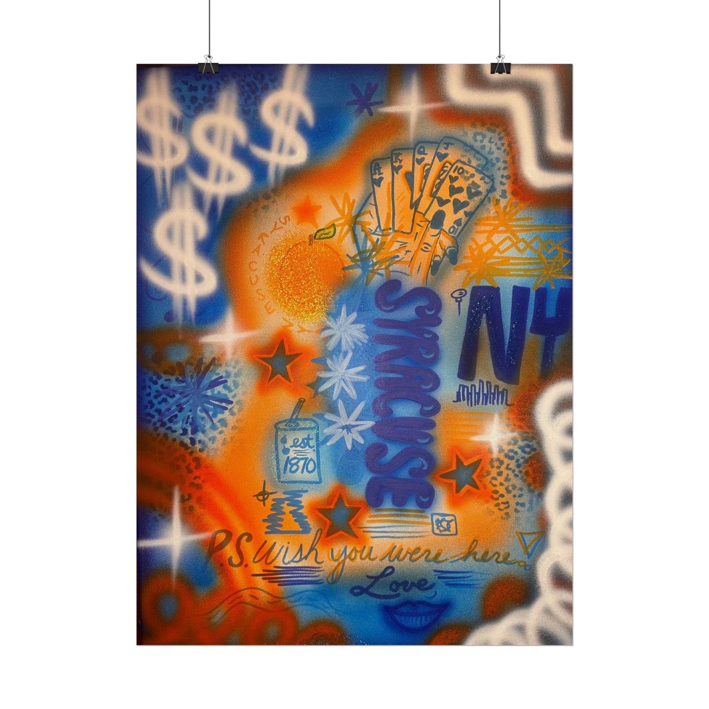 "syracuse, ny" airbrush rolled print