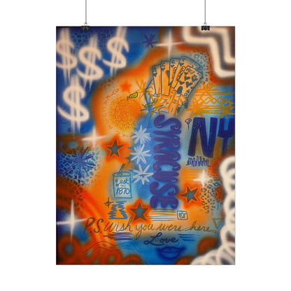 "syracuse, ny" airbrush rolled print