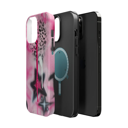 MagSafe "pink cheetah" airbrush iPhone case