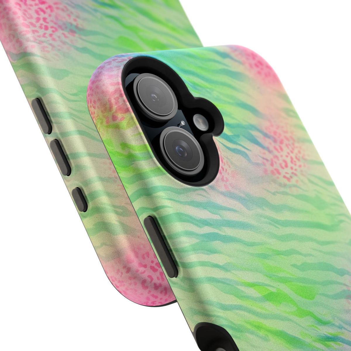 MagSafe "teal cheetah" airbrush iPhone case
