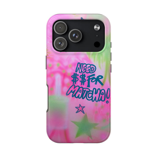 "need $$ for matcha" airbrush iPhone case