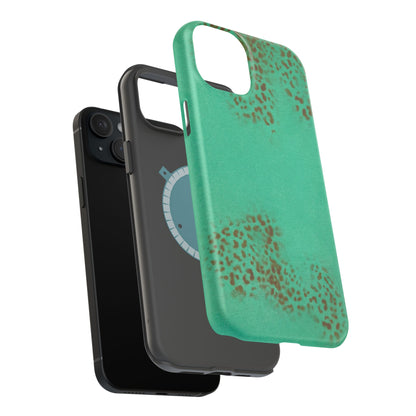 MagSafe "teal cheetah" airbrush iPhone case