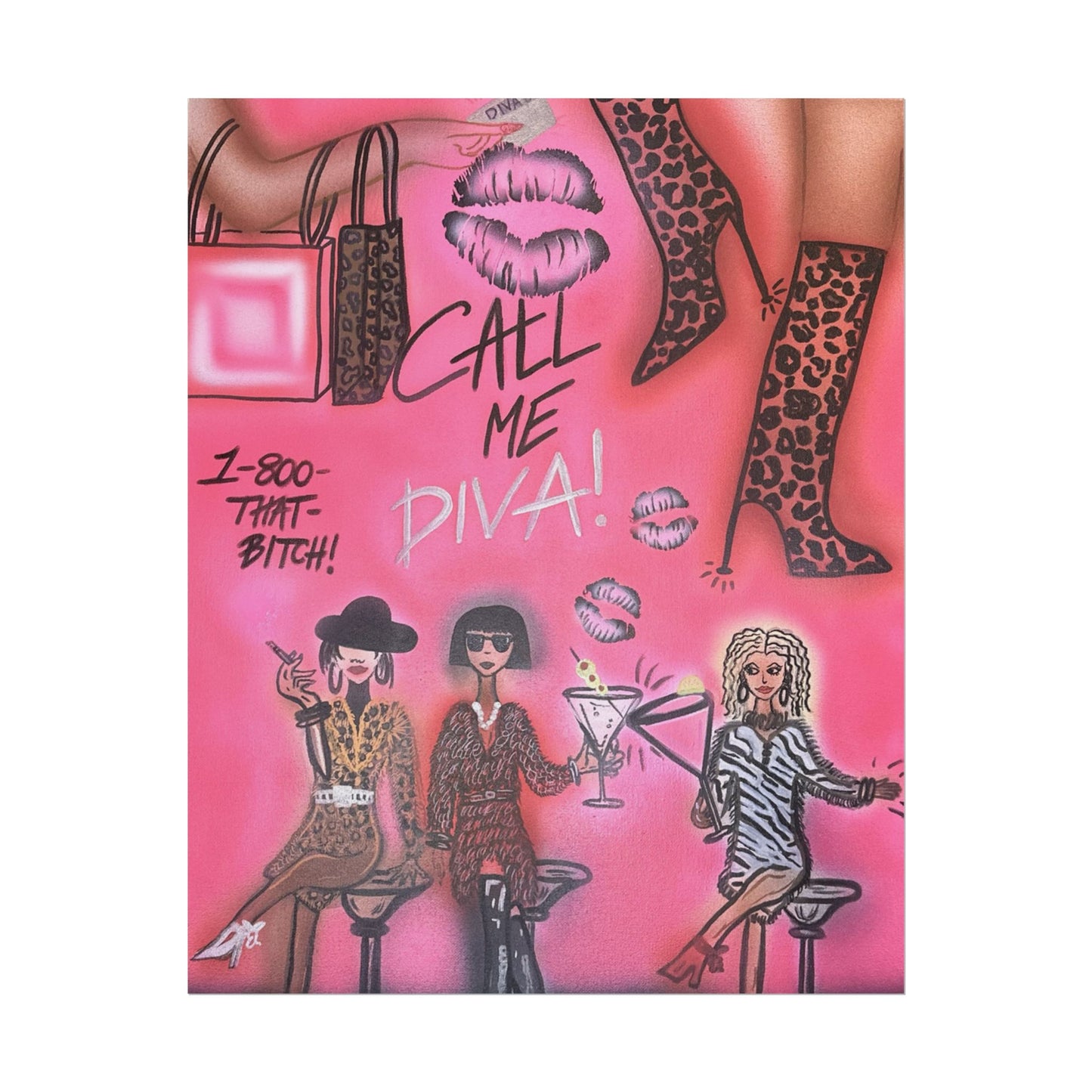 "party diva!" airbrush rolled print
