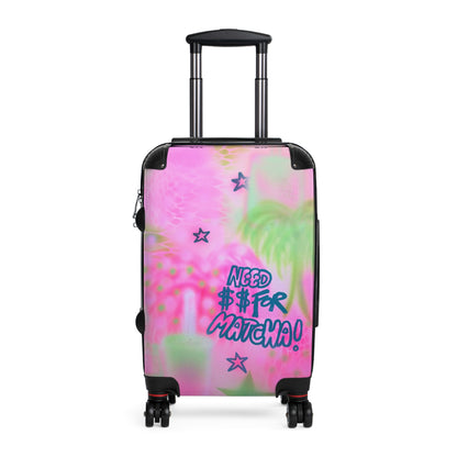 "need $$ for matcha" airbrush suitcase