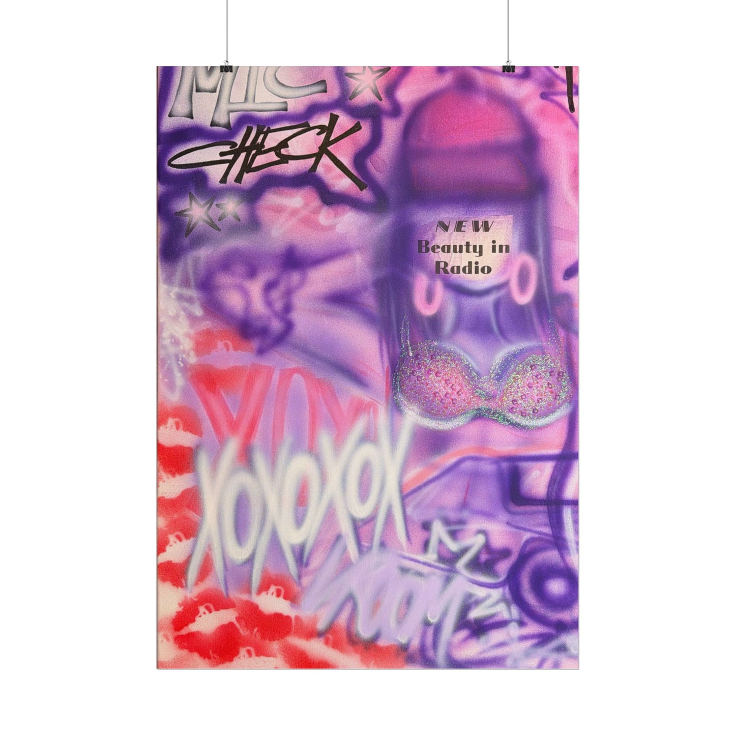 "mic check" airbrush rolled print