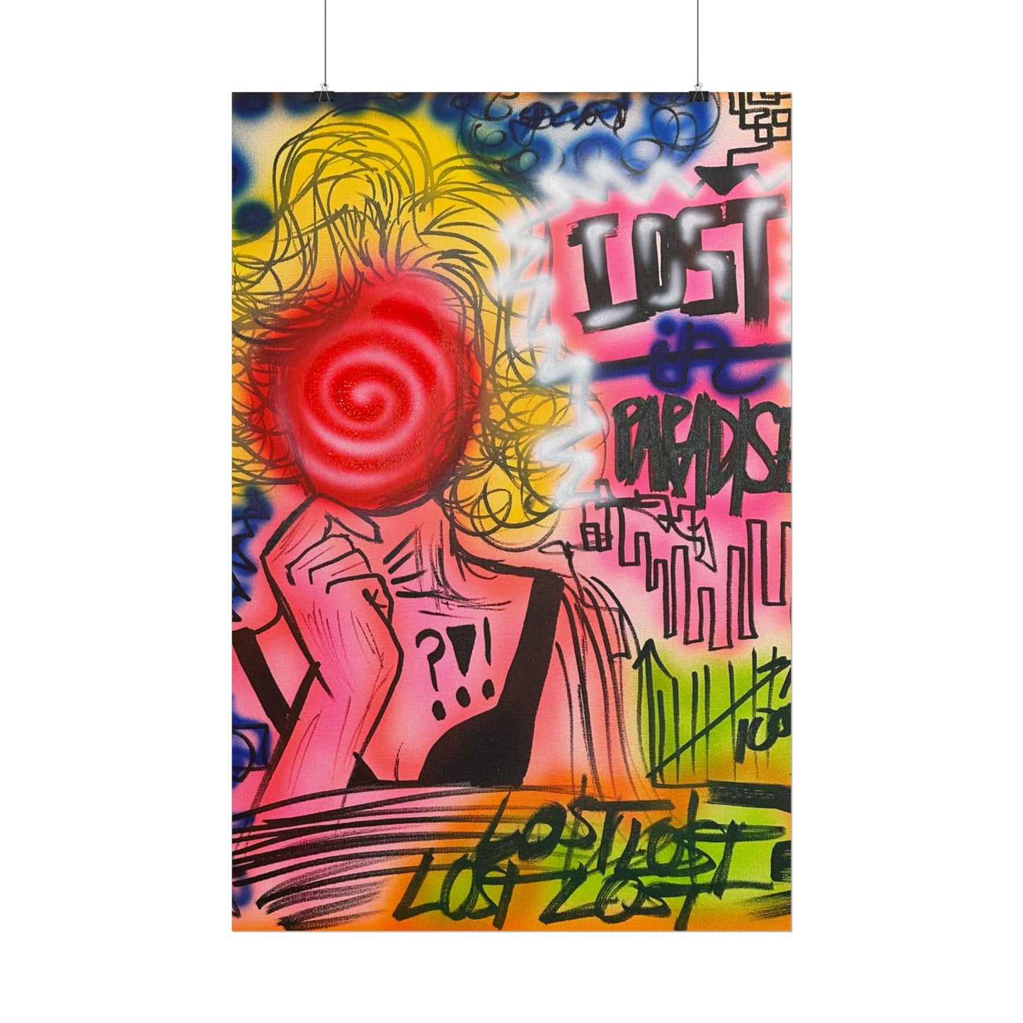"lost in paradise" airbrush rolled print