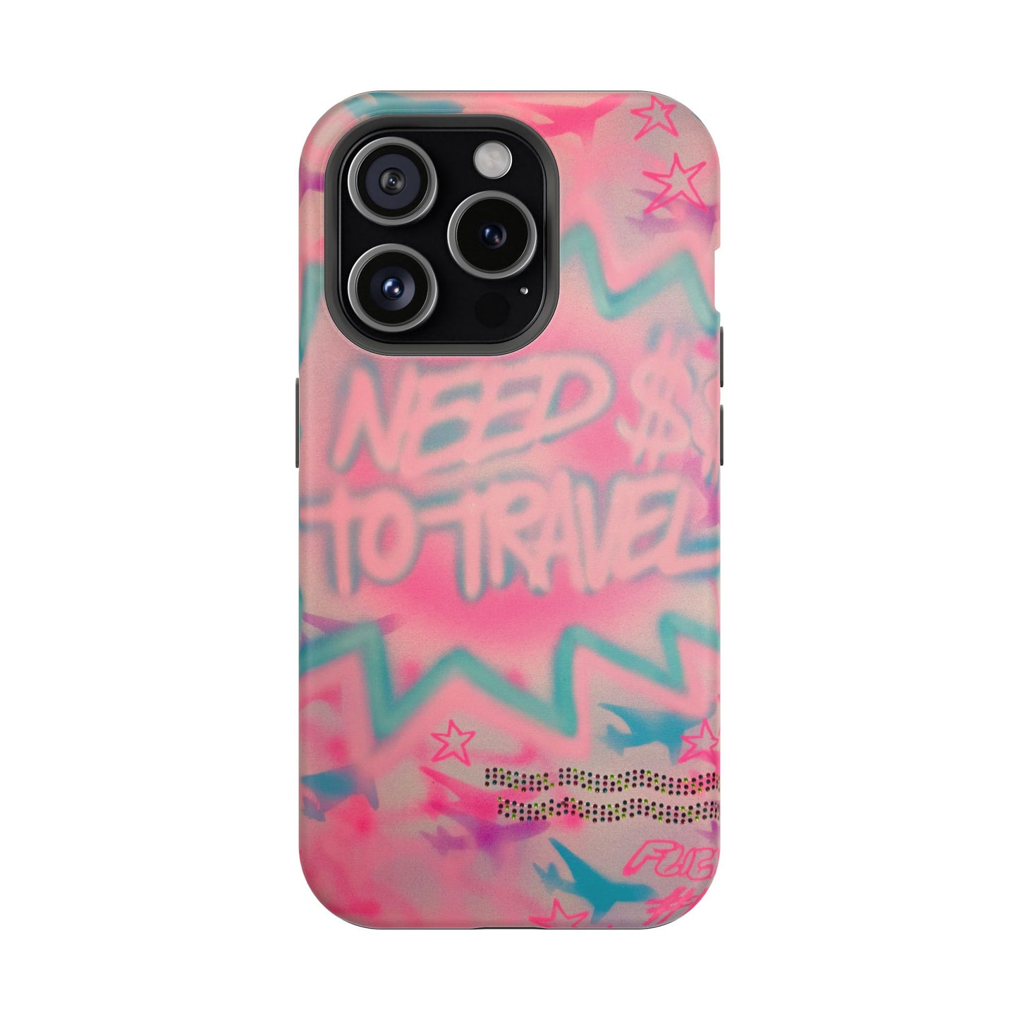 MagSafe "need $$ to travel" airbrush iPhone case