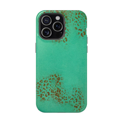 MagSafe "teal cheetah" airbrush iPhone case