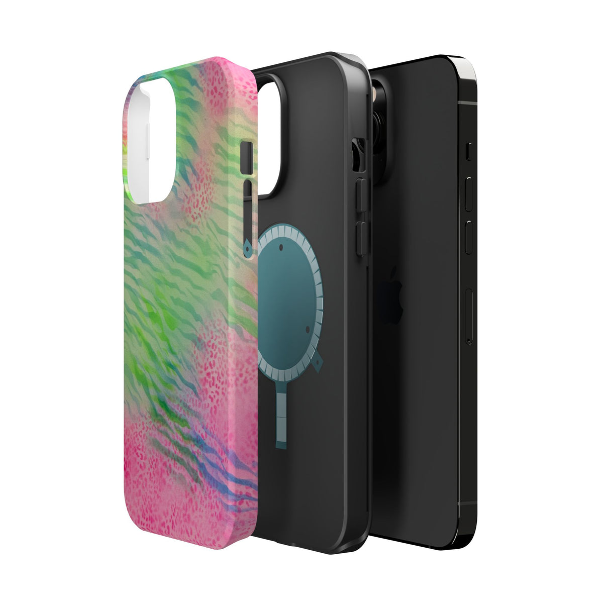 MagSafe "teal cheetah" airbrush iPhone case