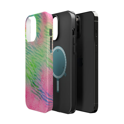 MagSafe "teal cheetah" airbrush iPhone case