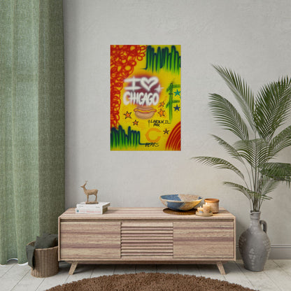 "chicago" airbrush rolled print