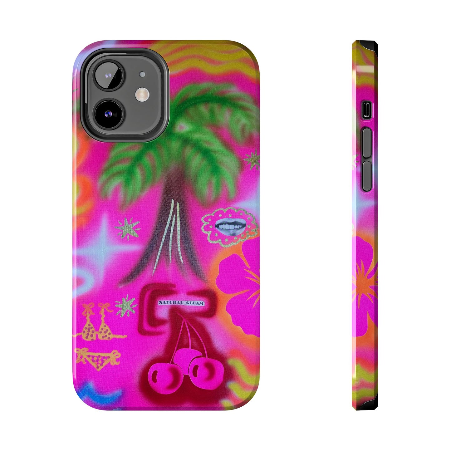 "neon pink palms" airbrush iPhone case