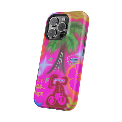 MagSafe "neon pink palms" Airbrush iPhone-Hülle