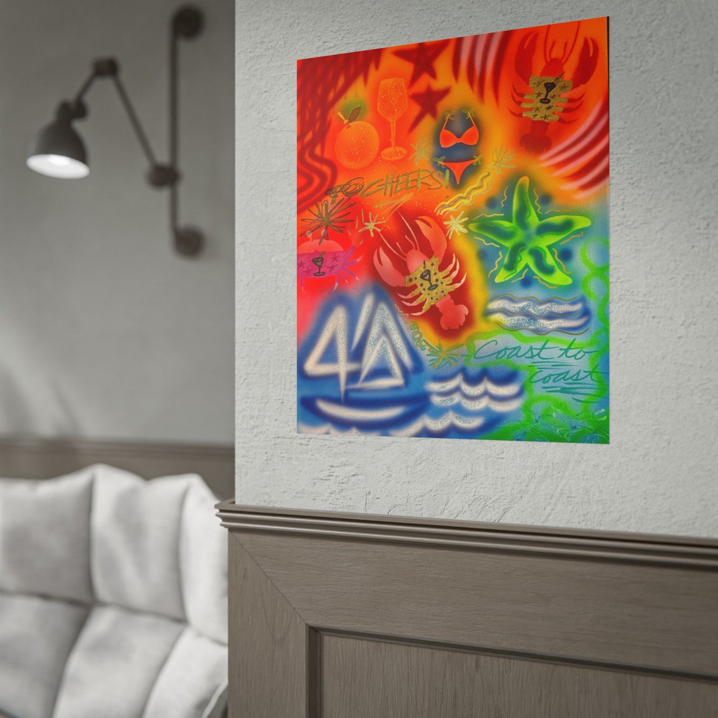 "tipsy lobster" airbrush rolled print