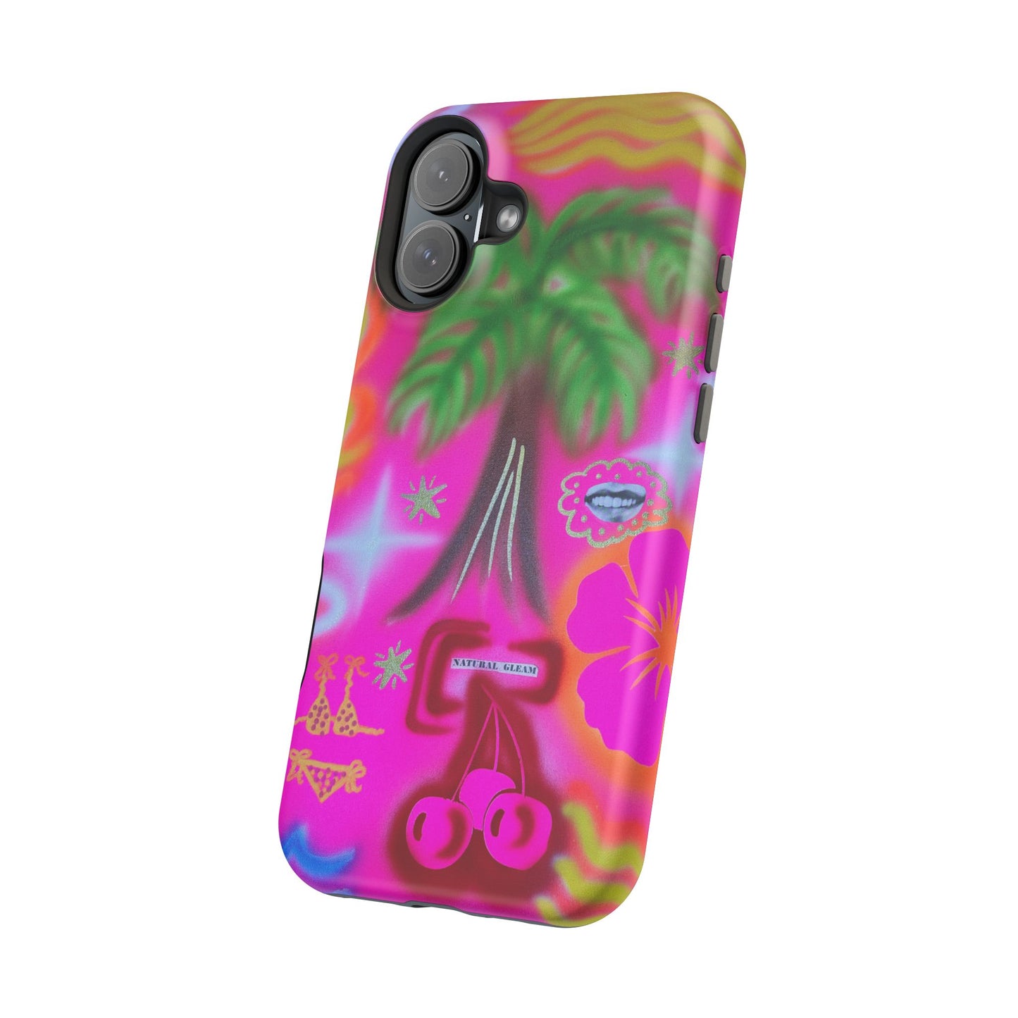 MagSafe "neon pink palms" Airbrush iPhone-Hülle