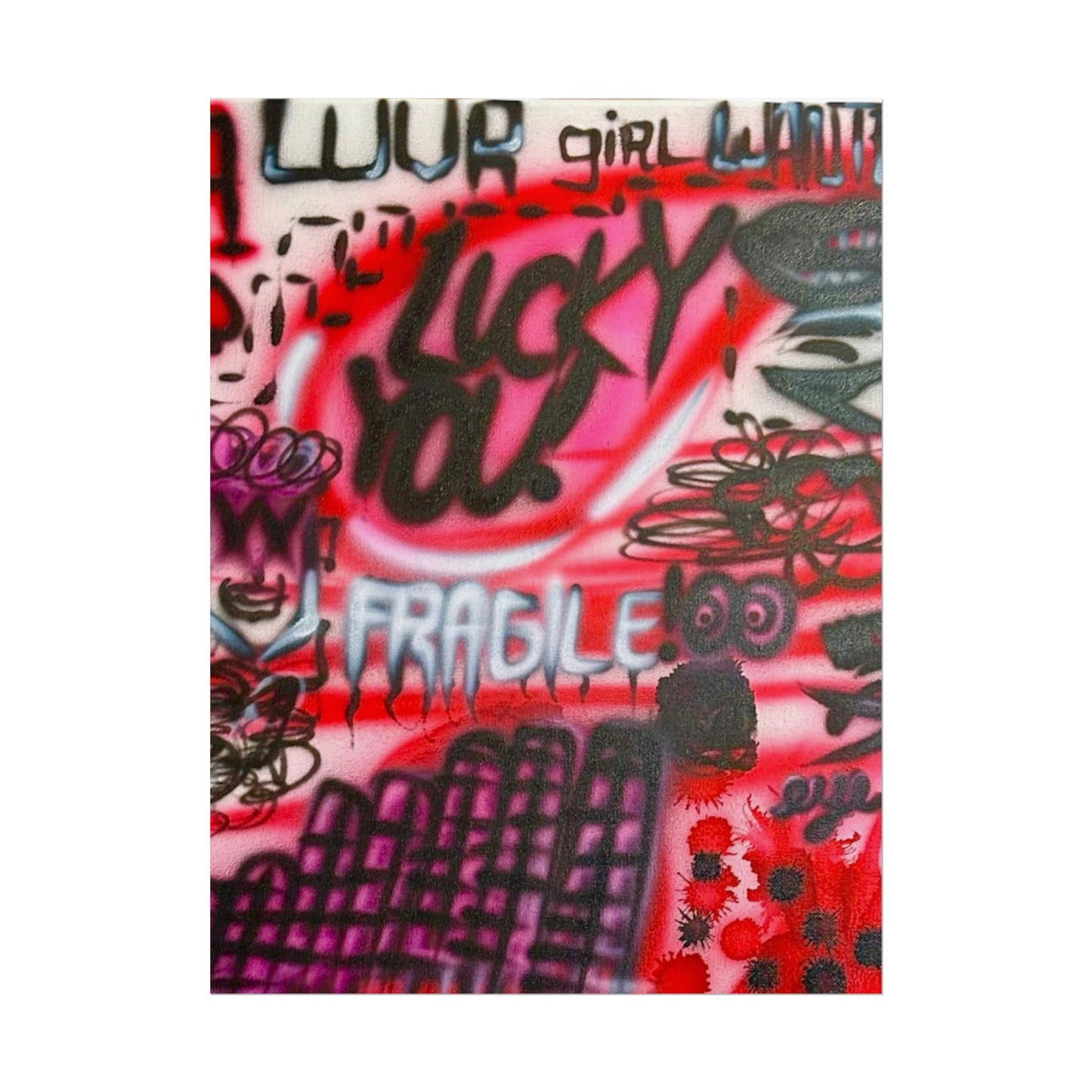 "lucky you!" airbrush rolled print