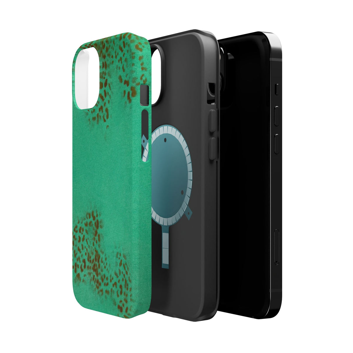 MagSafe "teal cheetah" airbrush iPhone case