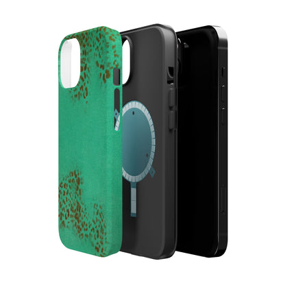 MagSafe "teal cheetah" airbrush iPhone case
