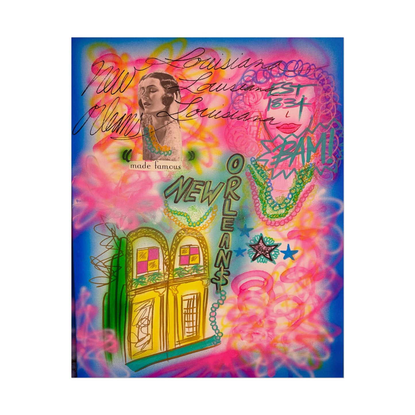 "new orleans, la" airbrush rolled print