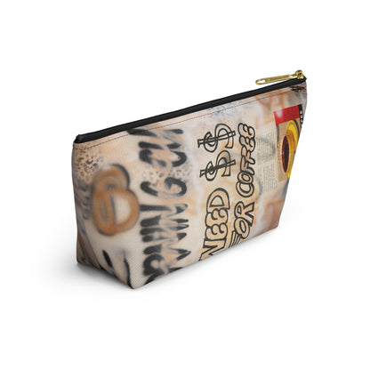 "need $$ for coffee" airbrush makeup pouch