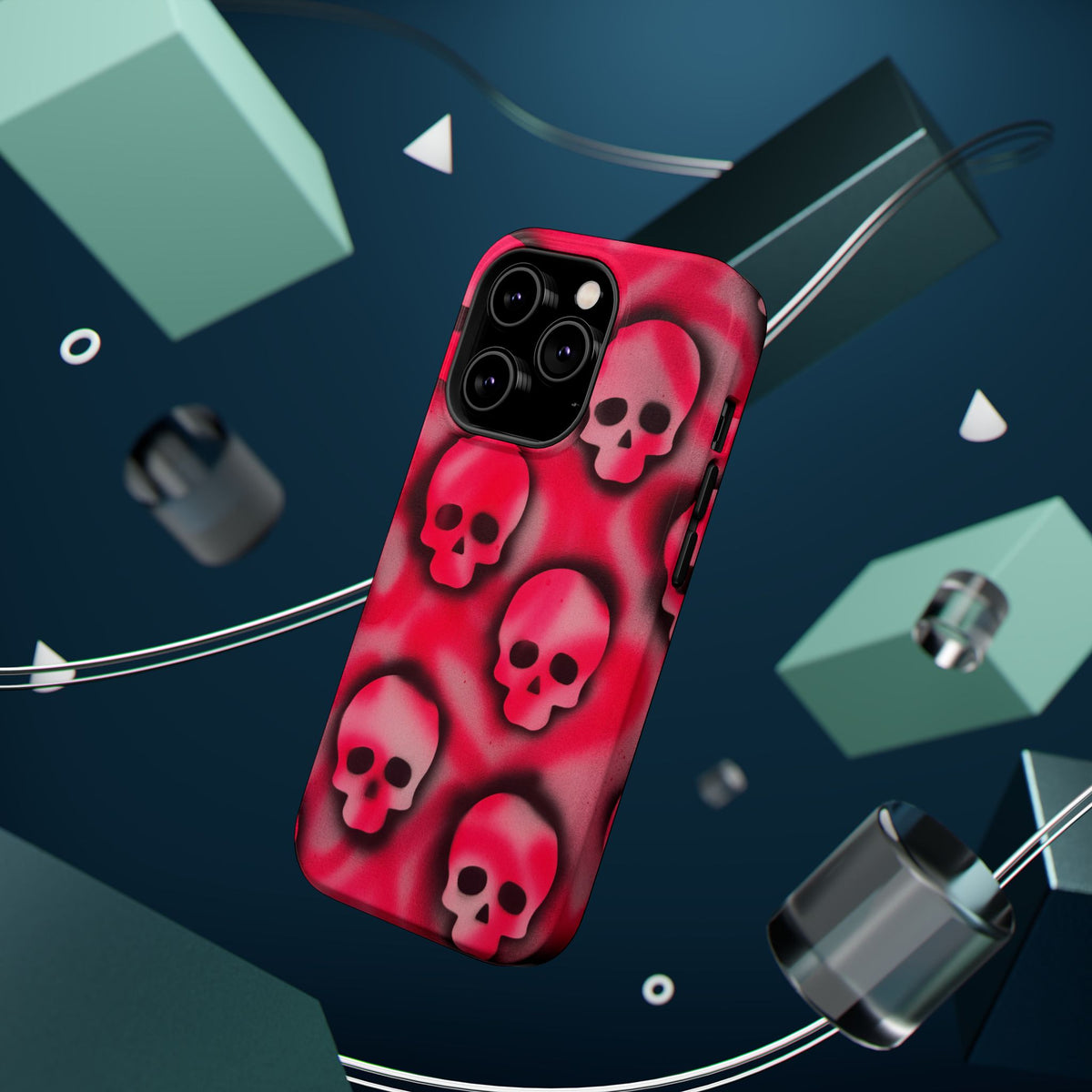MagSafe "pink skully" airbrush iPhone case
