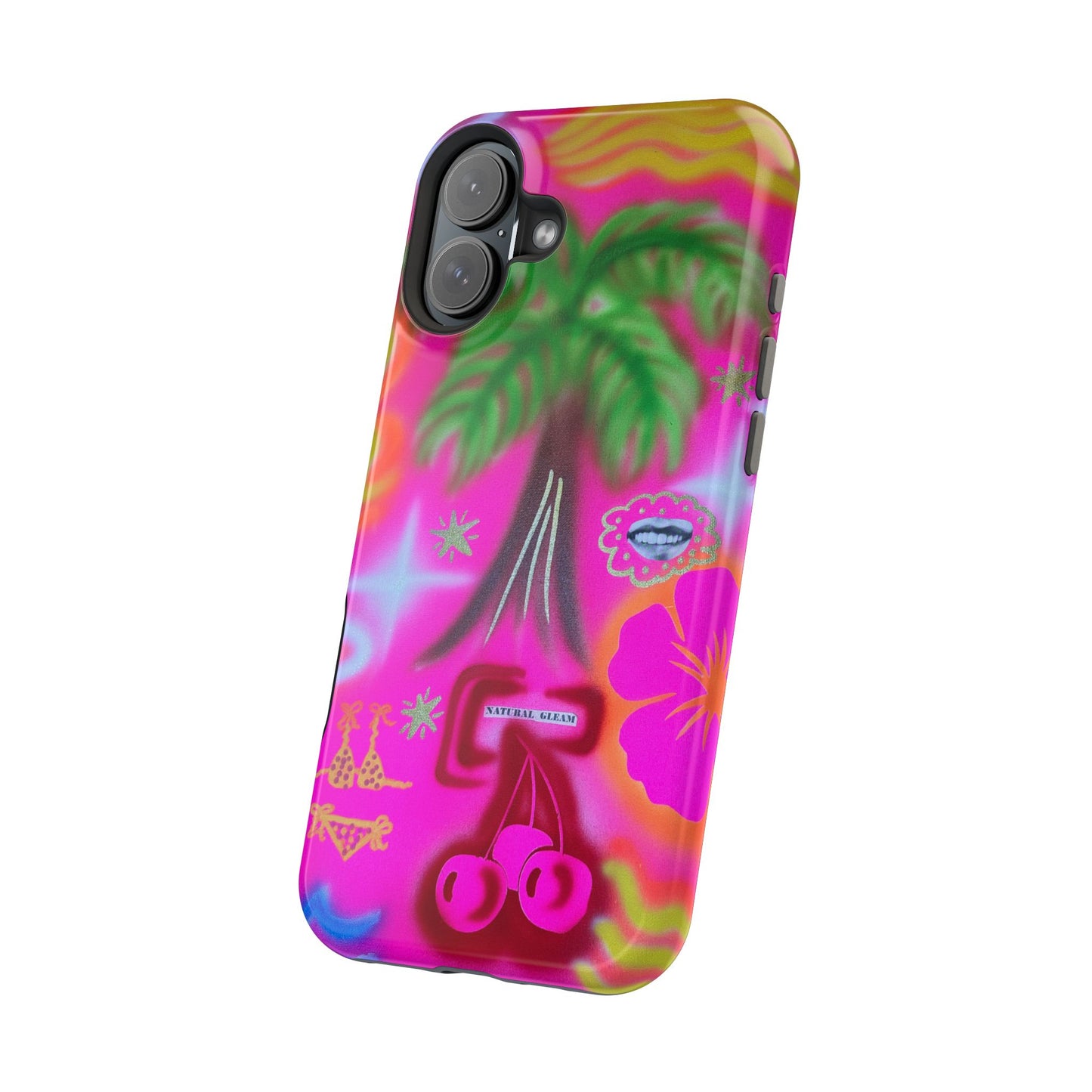 MagSafe "neon pink palms" Airbrush iPhone-Hülle