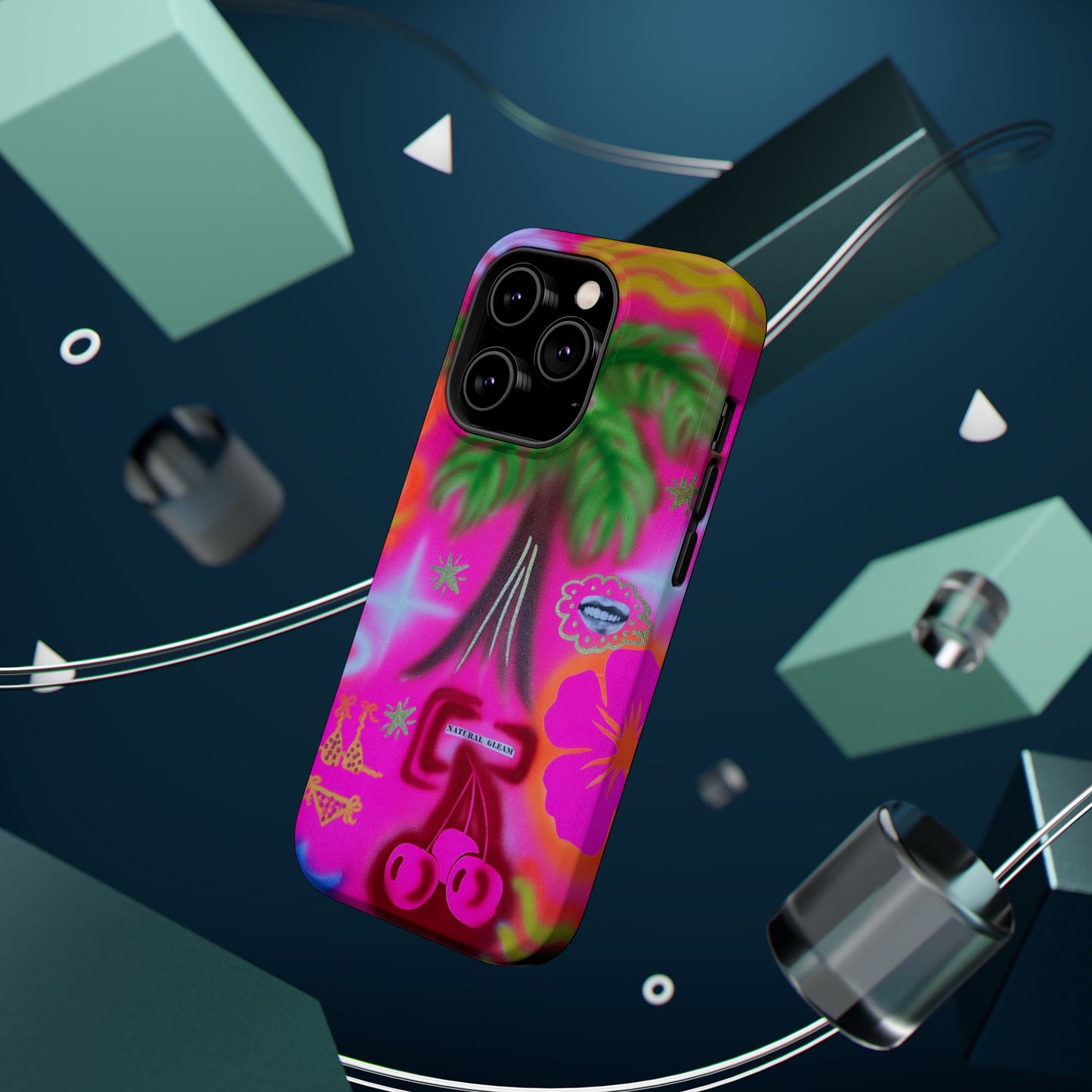 MagSafe "neon pink palms" Airbrush iPhone-Hülle