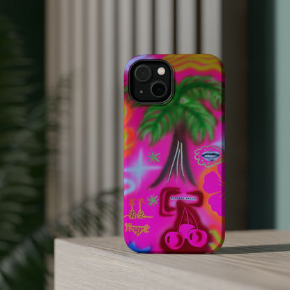 MagSafe "neon pink palms" Airbrush iPhone-Hülle