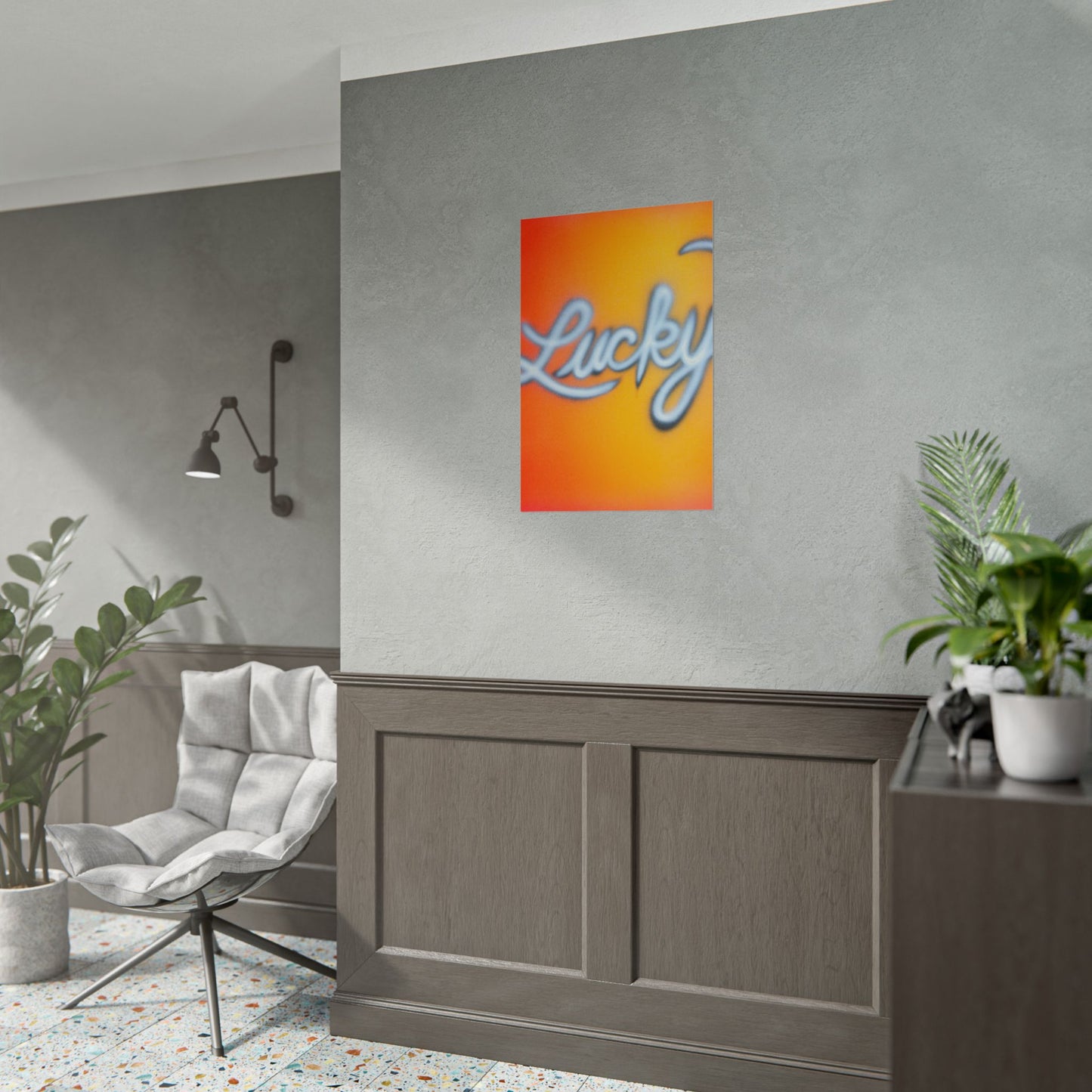"lucky" airbrush rolled print