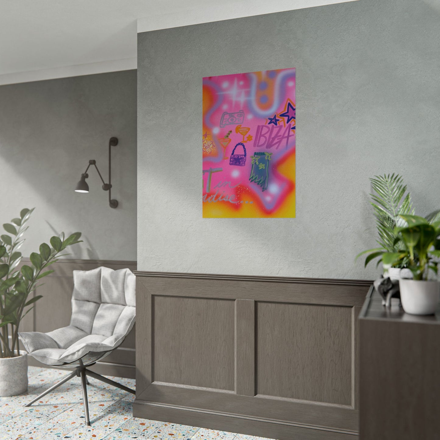 "ibiza" airbrush rolled print