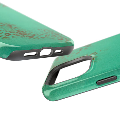 MagSafe "teal cheetah" airbrush iPhone case