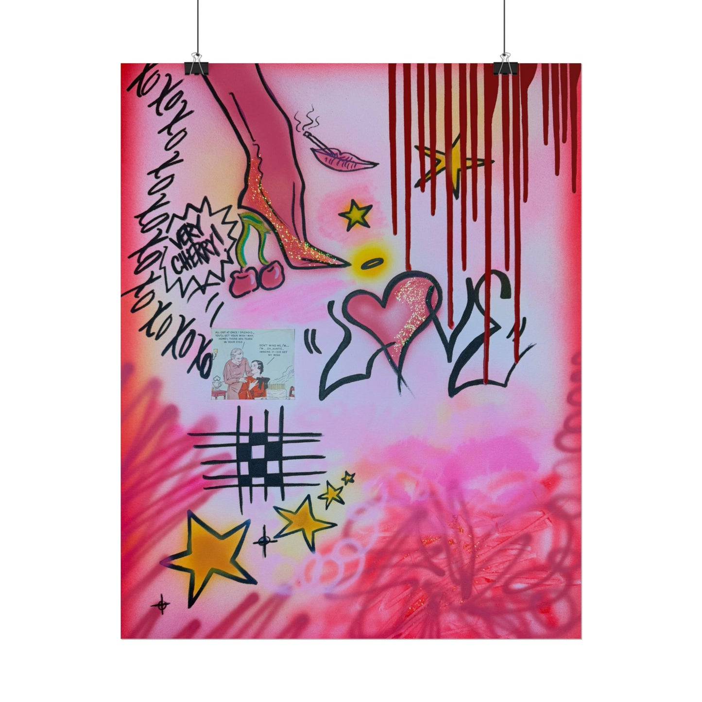 "cherry luvr" airbrush rolled print