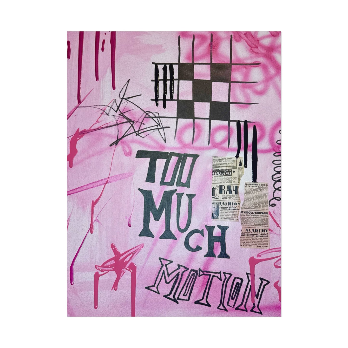 "too much motion" airbrush rolled print