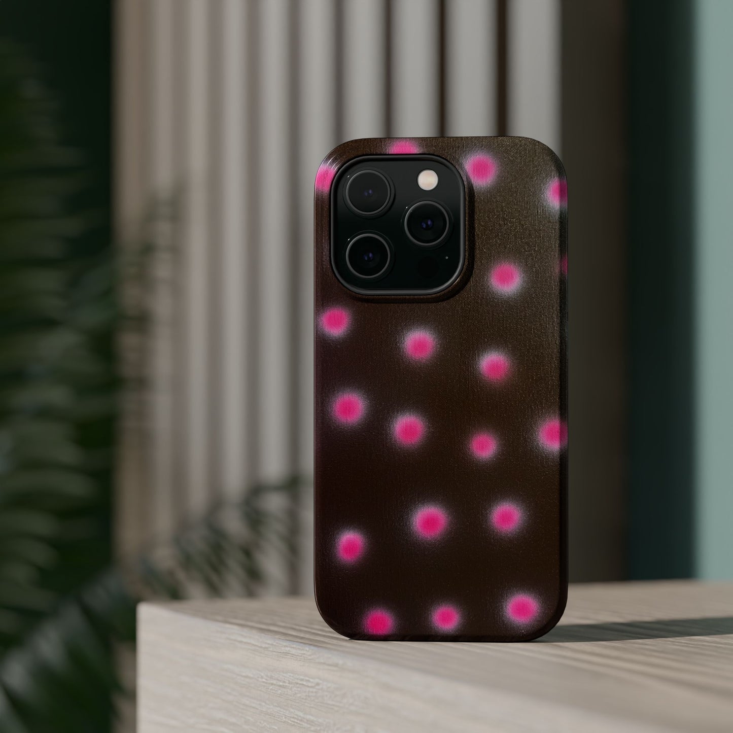 MagSafe "cherry mocha polka dot" airbrush iPhone case