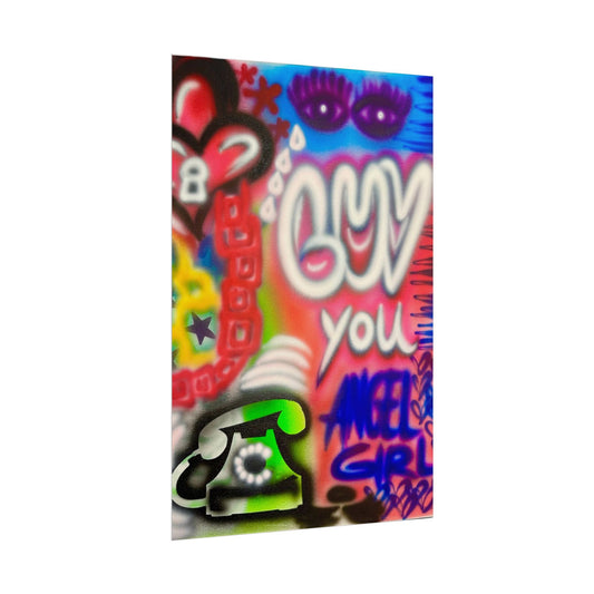"luv u angel girl" airbrush rolled print