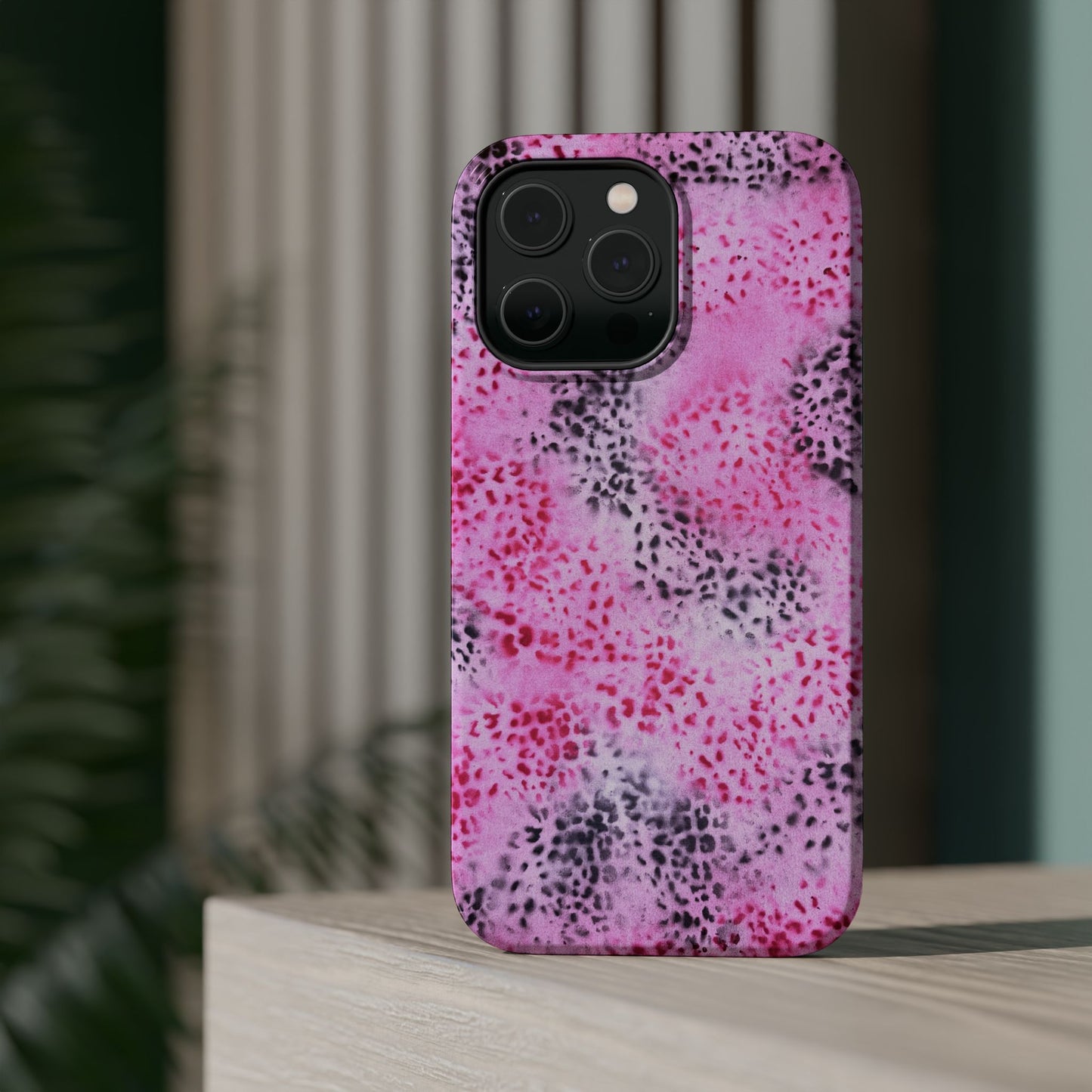 MagSafe "pink cheetah" airbrush iPhone case