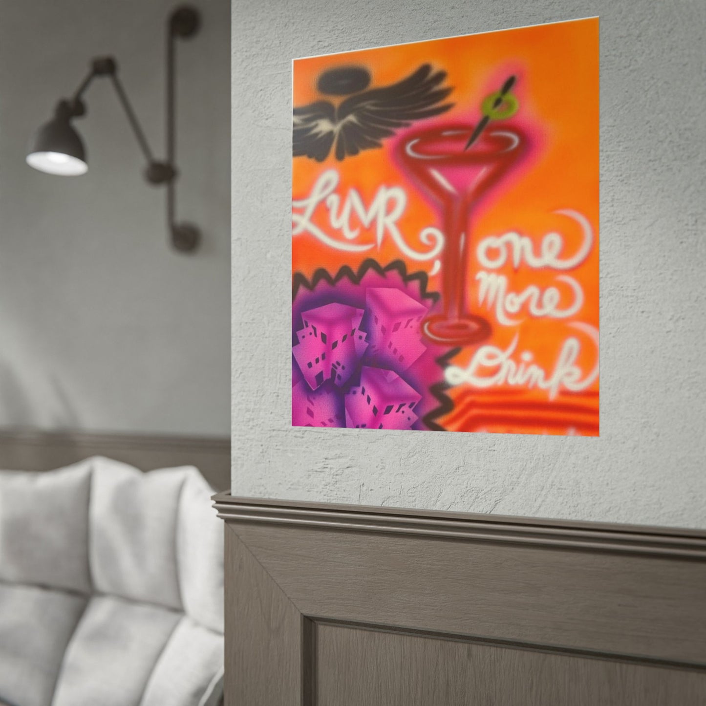 "one more drink" airbrush rolled print